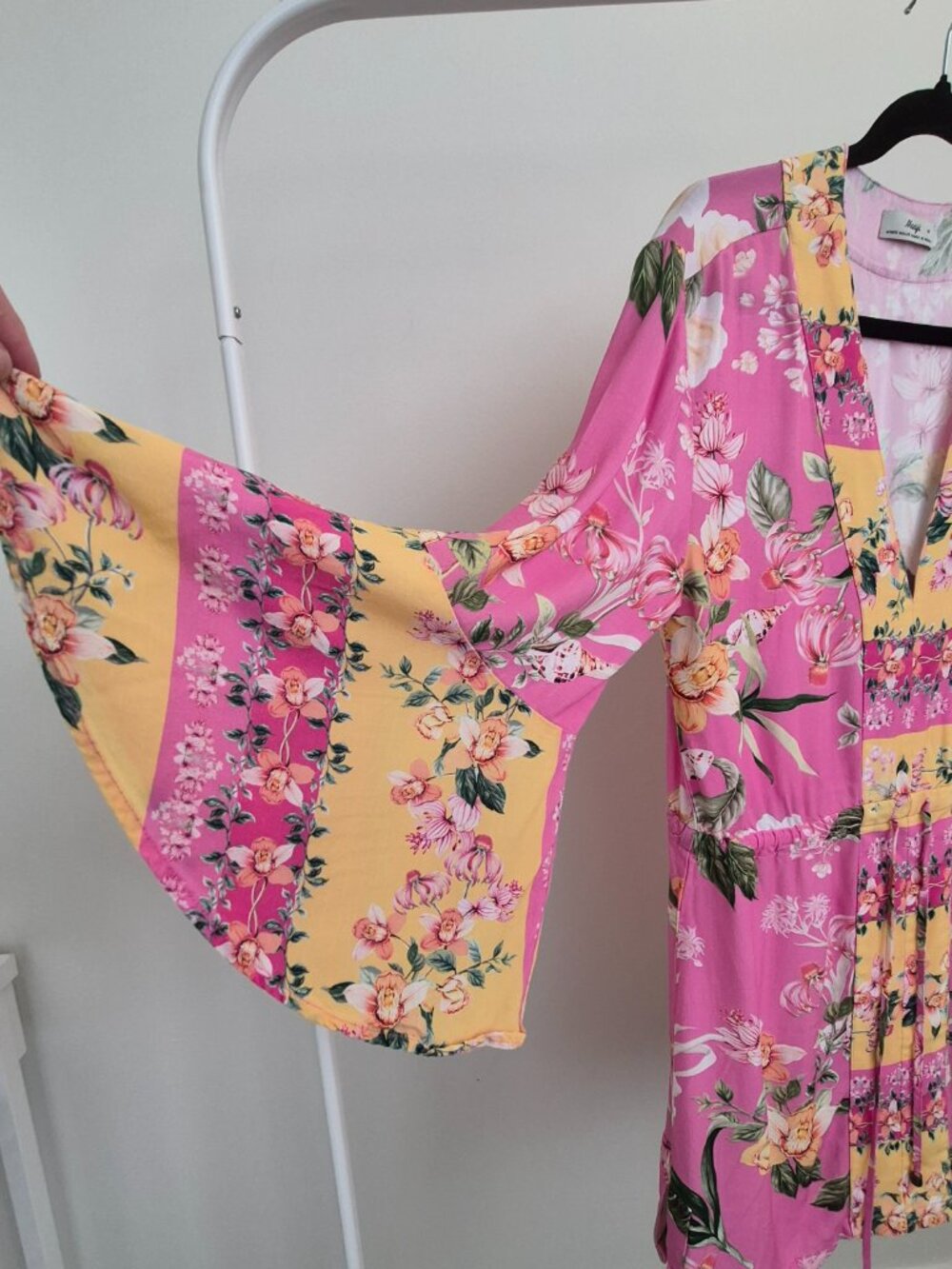 Maaji Pink Floral Kimono Mini Dress Cover Up Boho - Picture 6 of 15